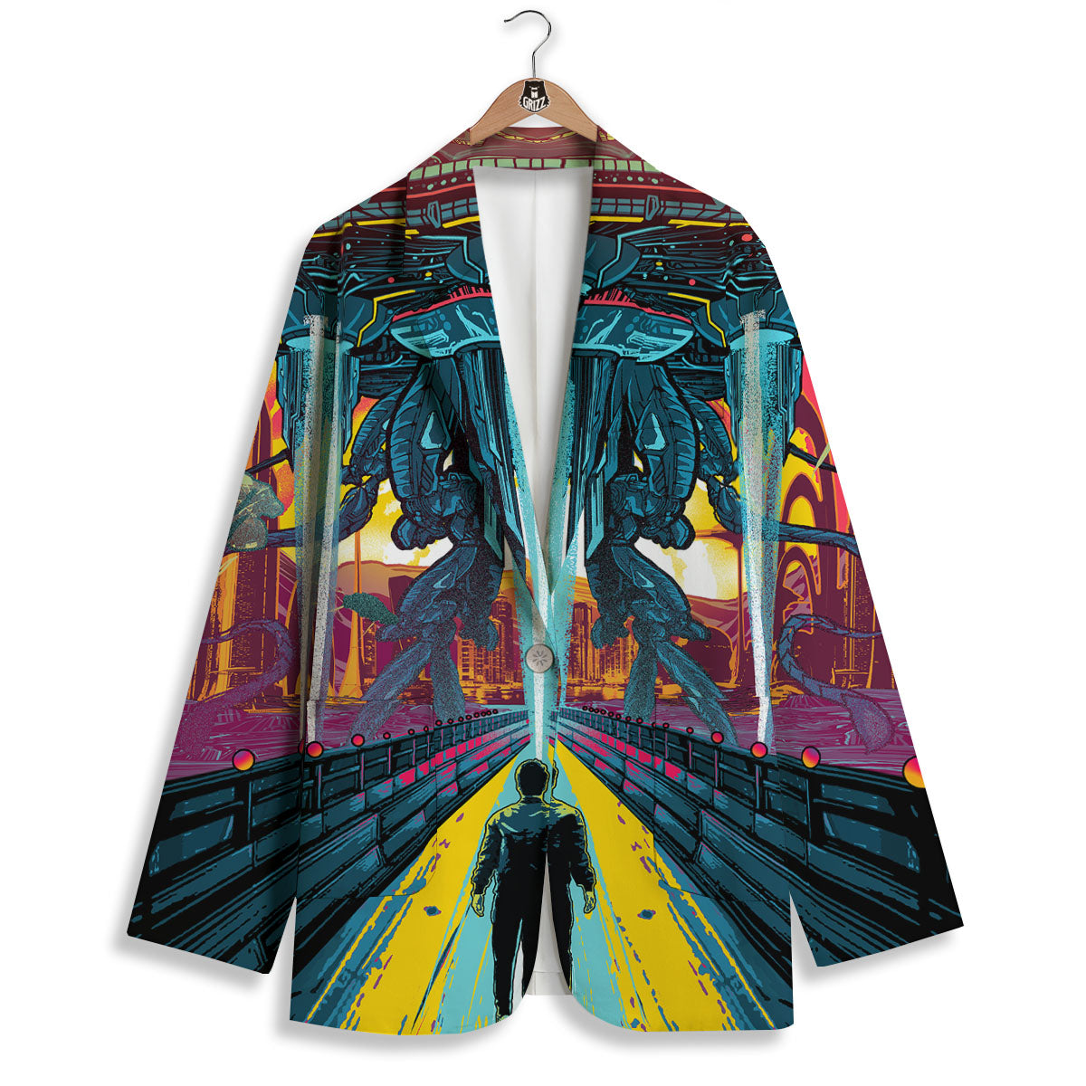 Aliens Invade earth Print Women's Blazer-grizzshop