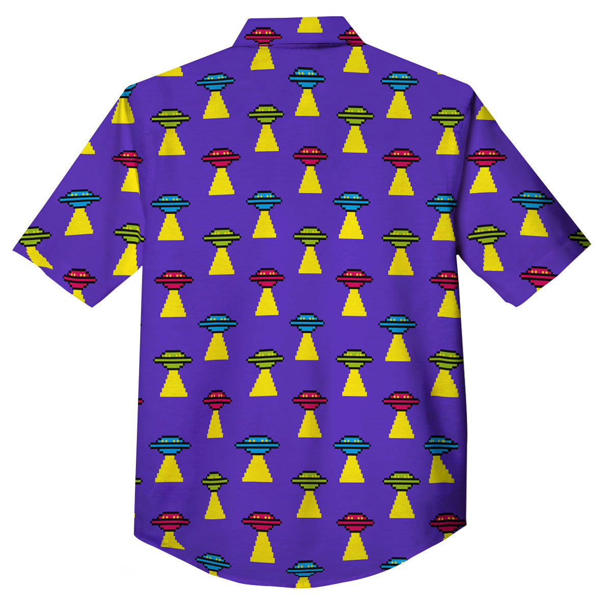 Aliens UFO Pixel Print Pattern Button Up Shirt-grizzshop