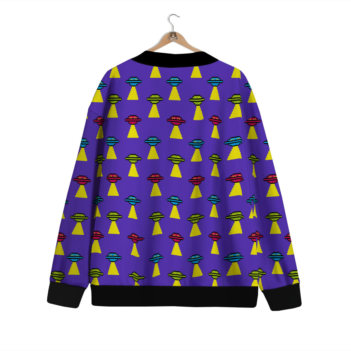 Aliens UFO Pixel Print Pattern Cardigan-grizzshop
