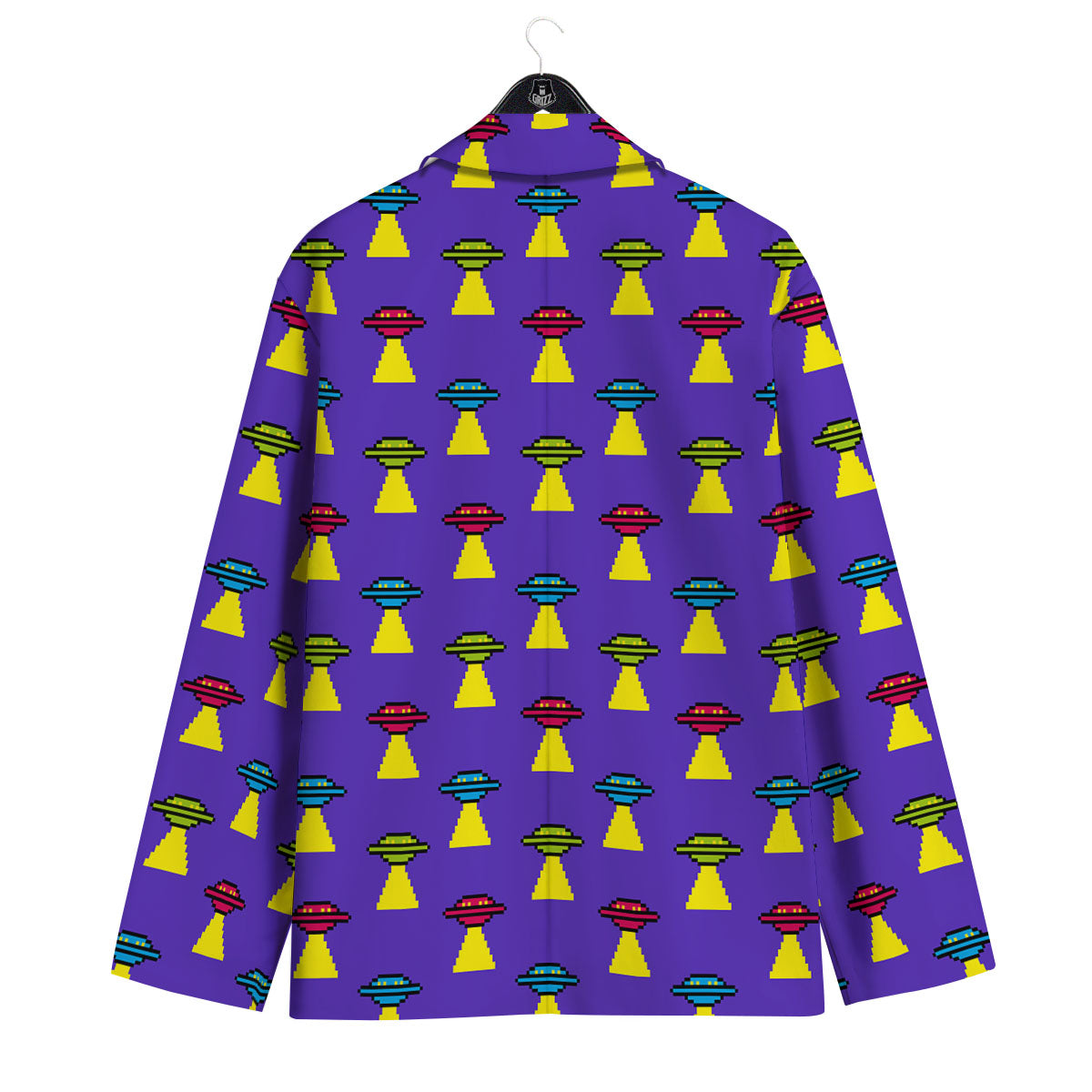 Aliens UFO Pixel Print Pattern Men's Sport Coat-grizzshop