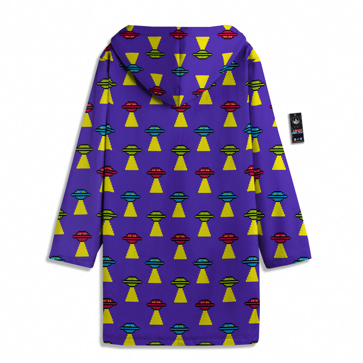 Aliens UFO Pixel Print Pattern Men's Windbreaker Jacket-grizzshop