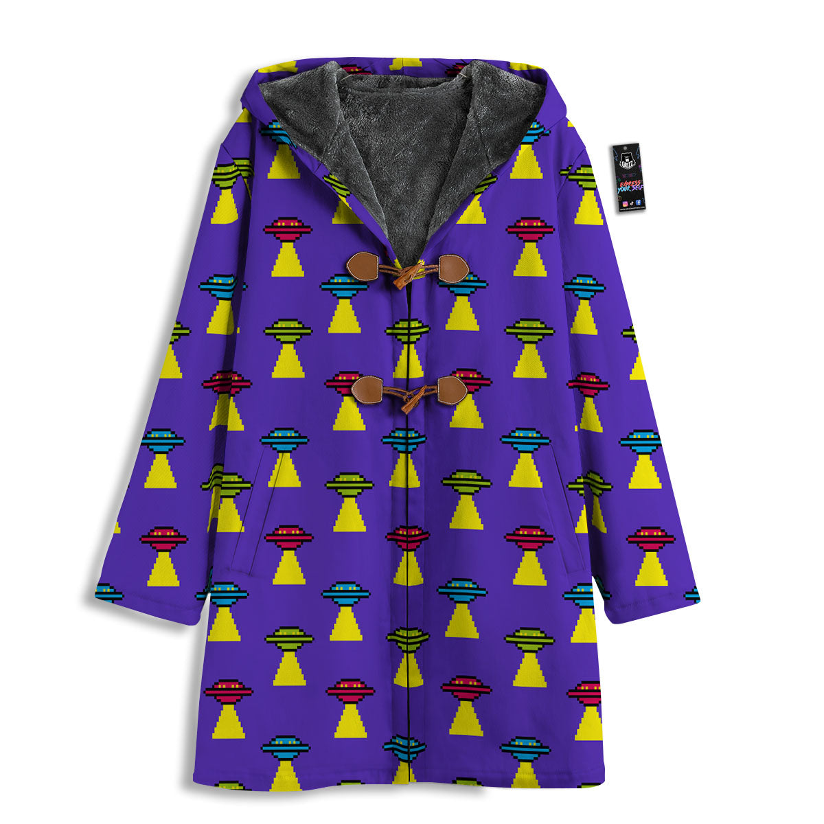 Aliens UFO Pixel Print Pattern Men's Windbreaker Jacket-grizzshop