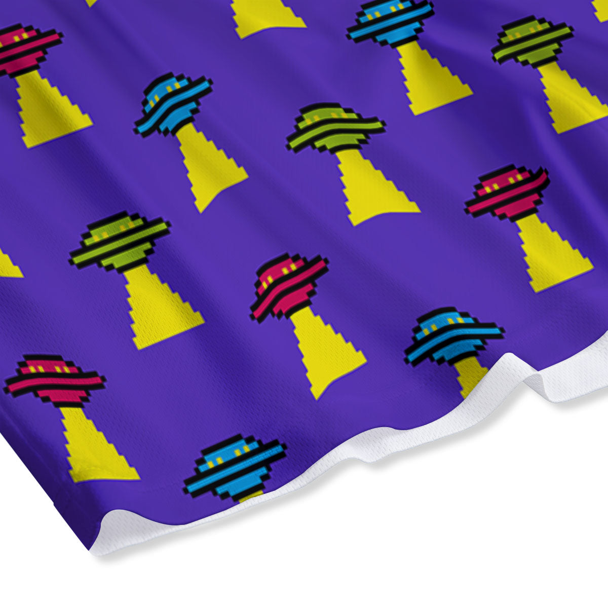 Aliens UFO Pixel Print Pattern Mesh Shorts