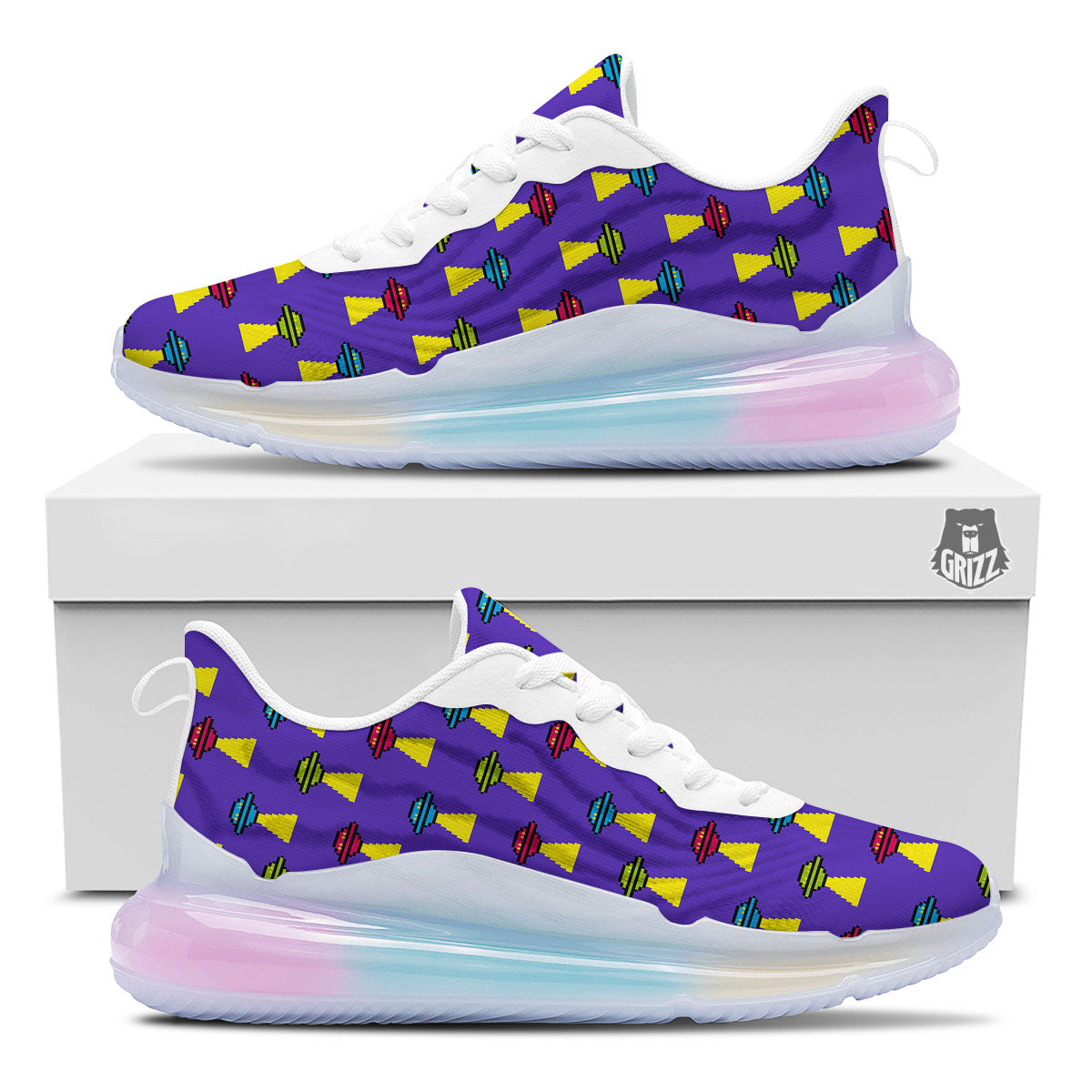 Aliens UFO Pixel Print Pattern Running Sneakers-grizzshop
