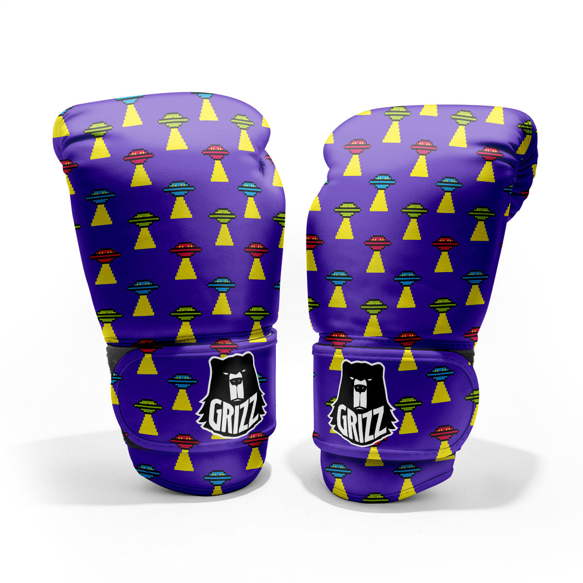 Aliens UFO Pixel Print Pattern Pro Boxing Glove