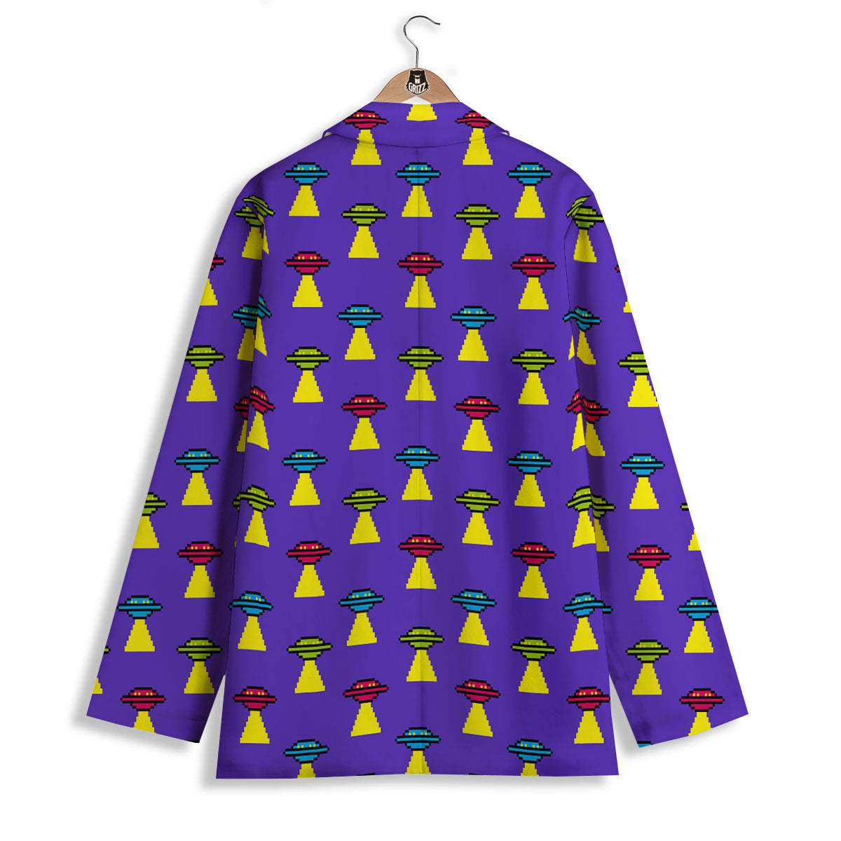 Aliens UFO Pixel Print Pattern Women's Blazer-grizzshop