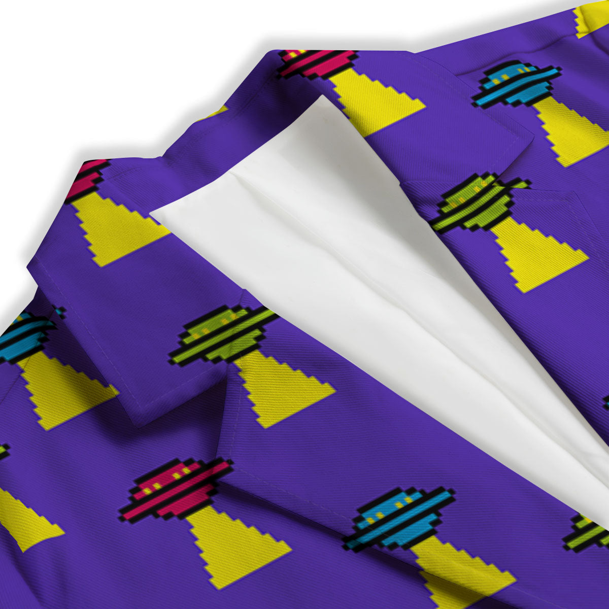 Aliens UFO Pixel Print Pattern Women's Blazer-grizzshop
