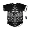 All Seeing Eye Black And Silver Print Baseball Jersey