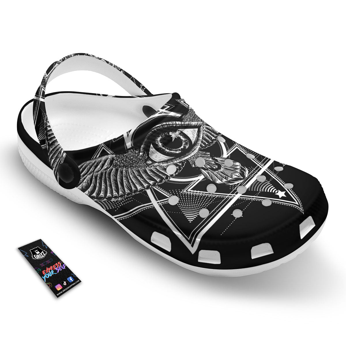 All Seeing Eye Black And Silver Print Clog-grizzshop