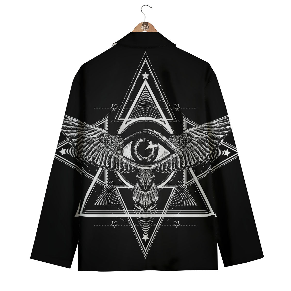 All Seeing Eye Black And Silver Print Men's Blazer-grizzshop