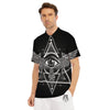 All Seeing Eye Black And Silver Print Men's Golf Shirts-grizzshop