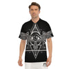 All Seeing Eye Black And Silver Print Men's Golf Shirts-grizzshop