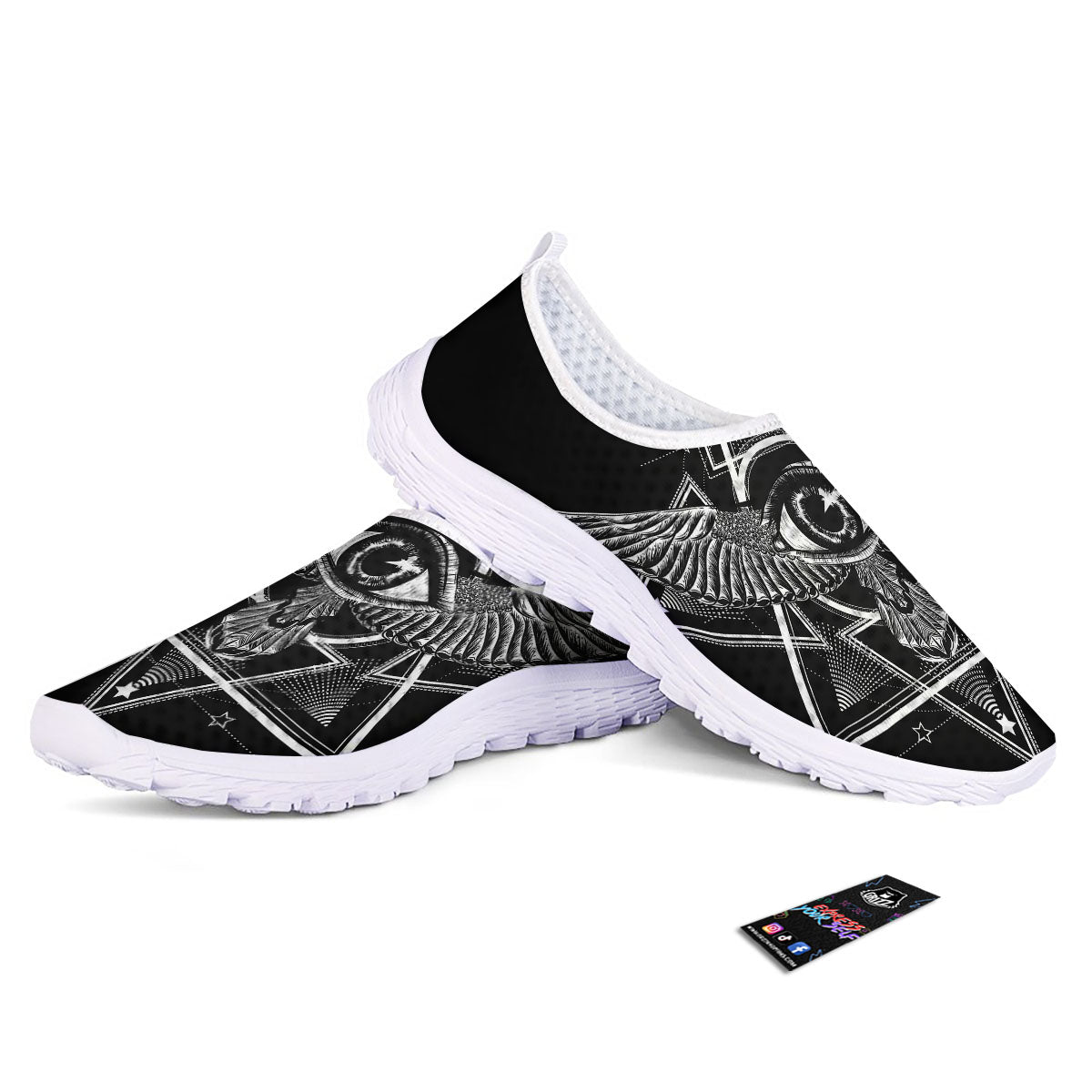 All Seeing Eye Black And Silver Print Nurse Shoes-grizzshop