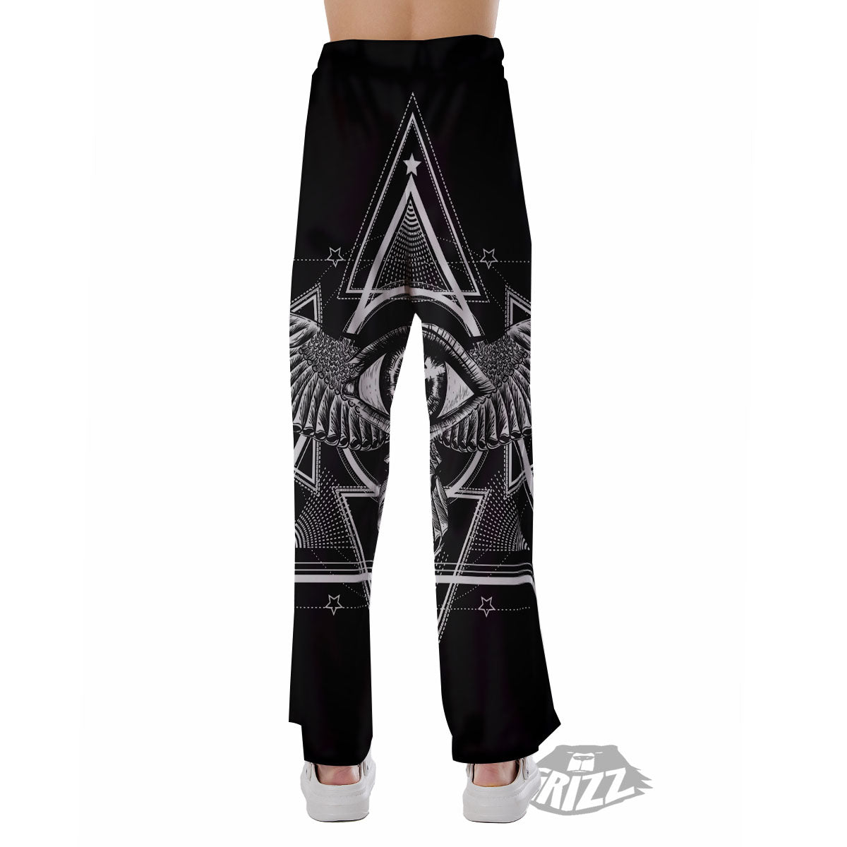 All Seeing Eye Black And Silver Print Pajama Pants-grizzshop