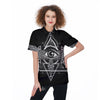 All Seeing Eye Black And Silver Print Women's Golf Shirts-grizzshop