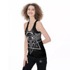 All Seeing Eye Black And Silver Print Women's Racerback Tank Top-grizzshop