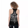 All Seeing Eye Black And Silver Print Women's Racerback Tank Top-grizzshop