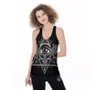 All Seeing Eye Black And Silver Print Women's Racerback Tank Top-grizzshop