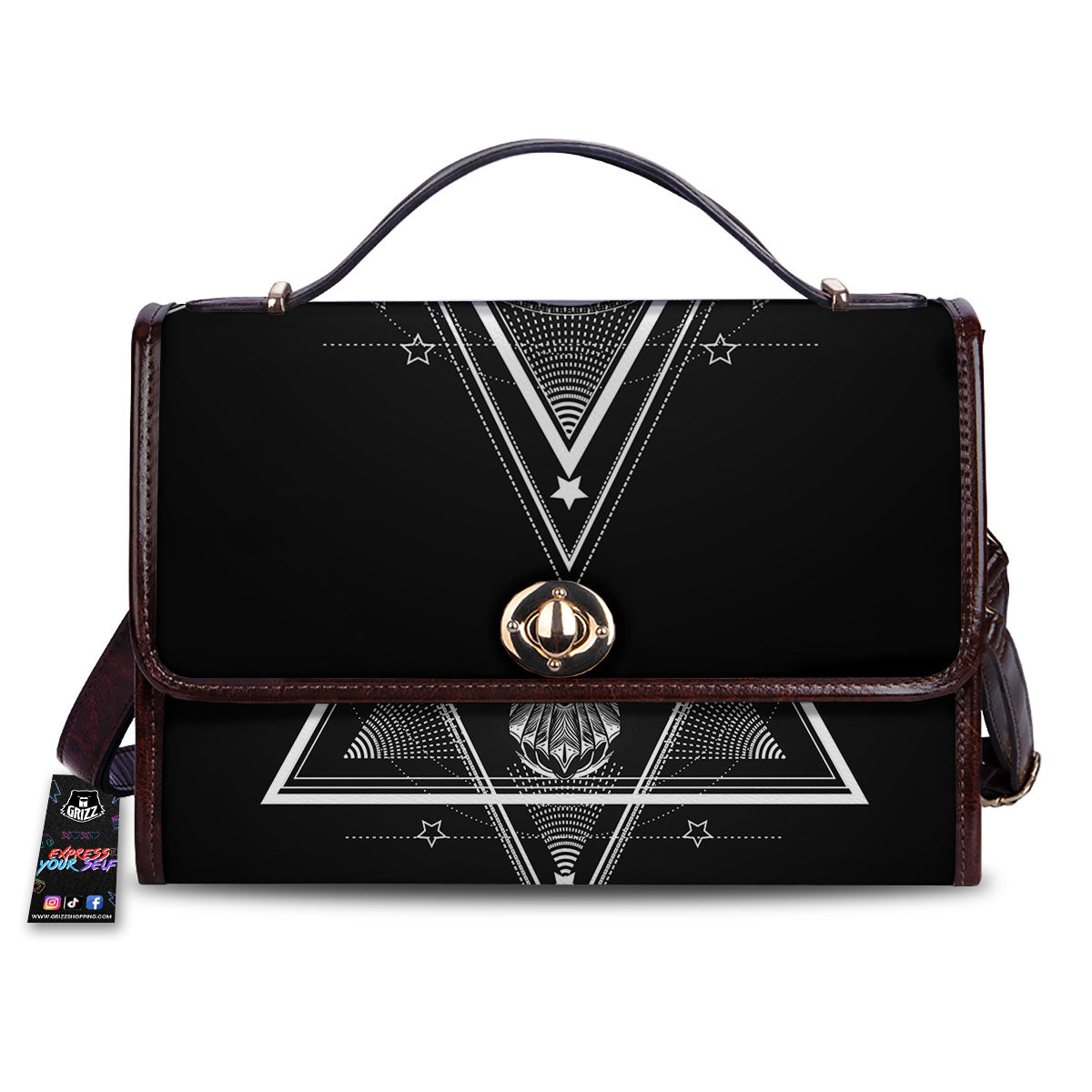 All Seeing Eye Black And Silver Print Women's Satchel Bag-grizzshop