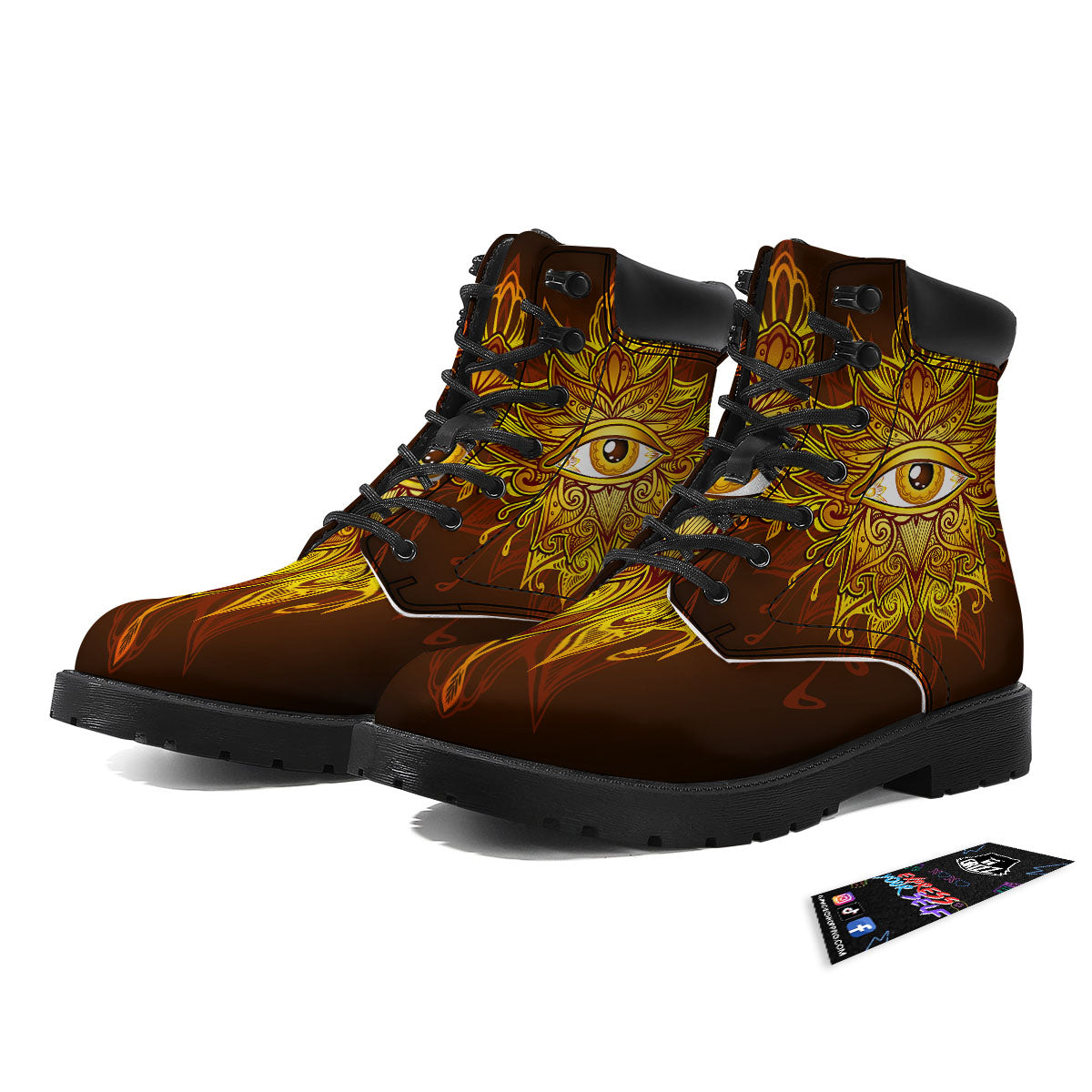 All Seeing Eye Gold Print Boots-grizzshop