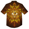 All Seeing Eye Gold Print Button Up Shirt-grizzshop