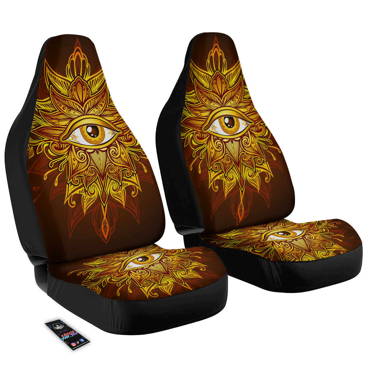 All Seeing Eye Gold Print Car Seat Covers-grizzshop