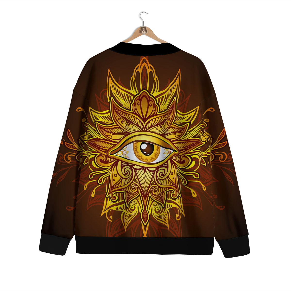 All Seeing Eye Gold Print Cardigan-grizzshop