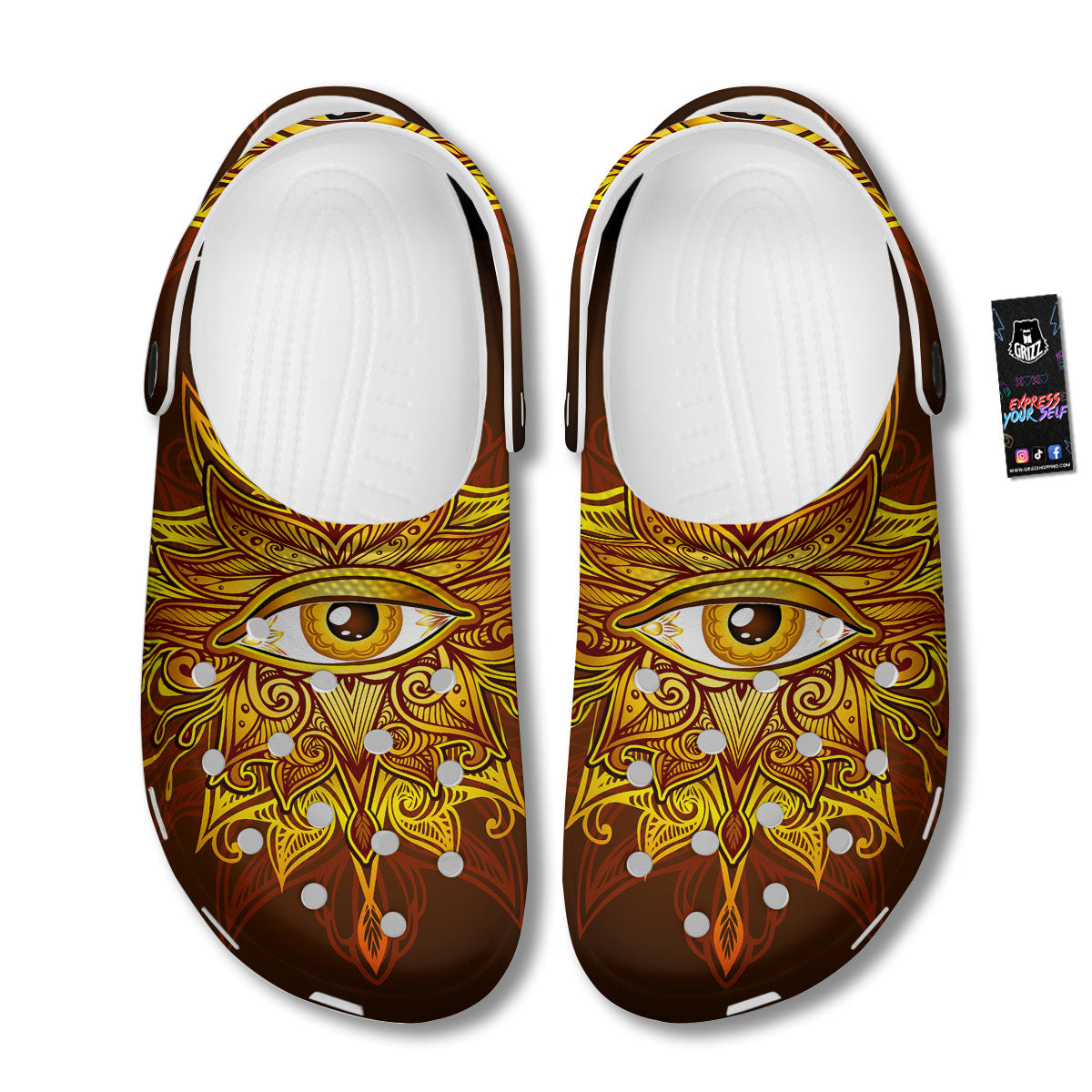 All Seeing Eye Gold Print Clog-grizzshop
