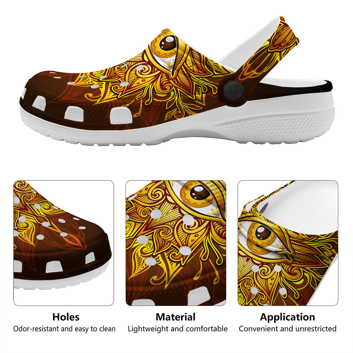 All Seeing Eye Gold Print Clog-grizzshop