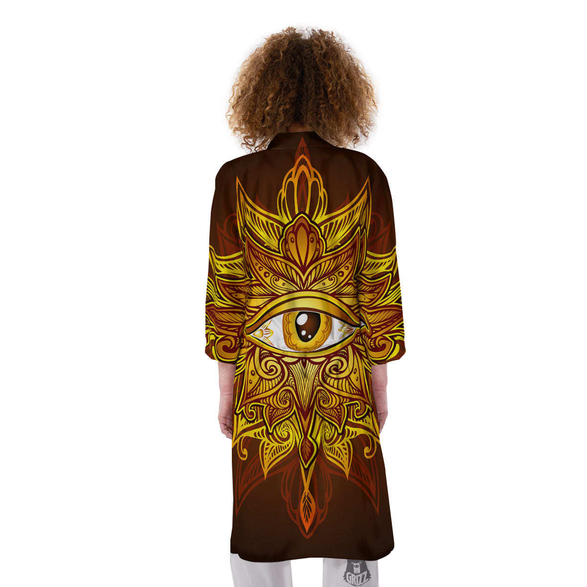 All Seeing Eye Gold Print Kimono-grizzshop