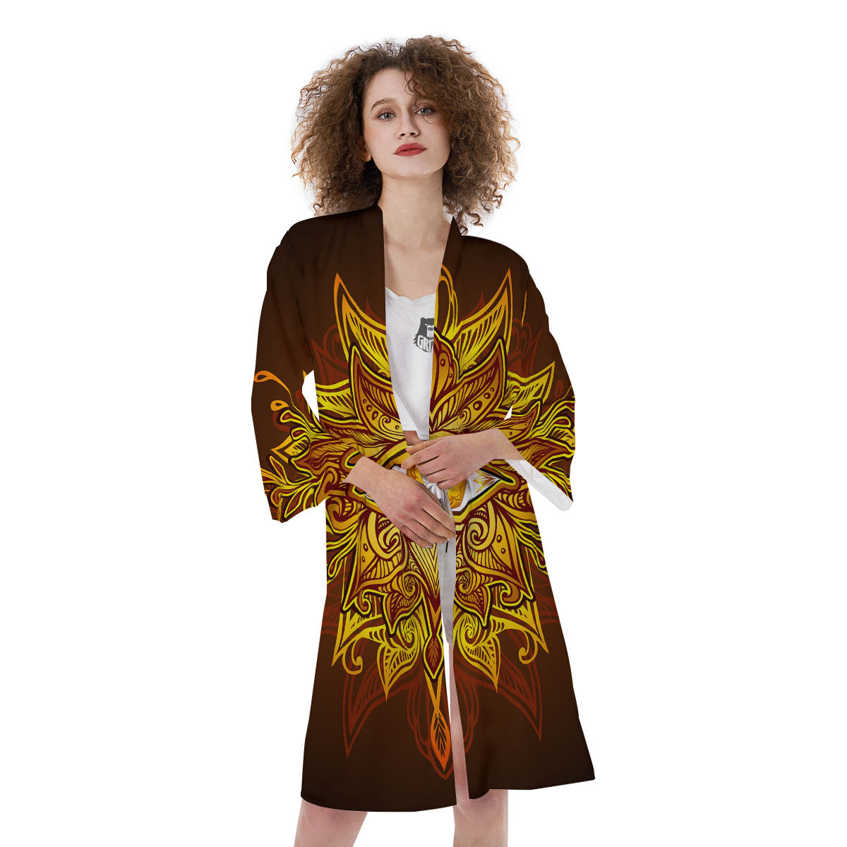All Seeing Eye Gold Print Kimono-grizzshop