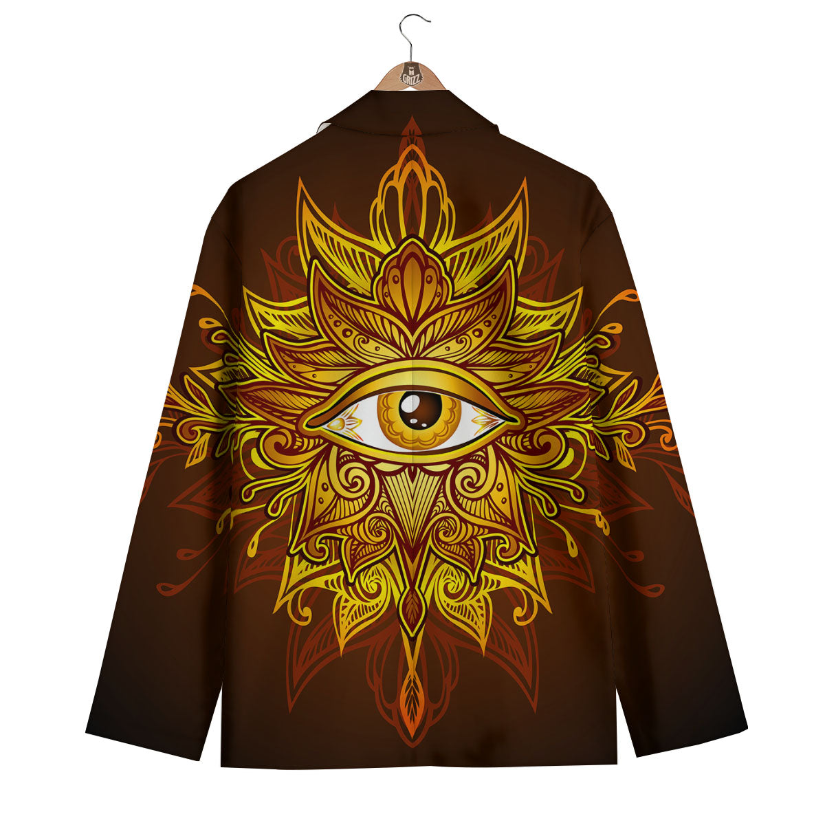 All Seeing Eye Gold Print Men's Blazer-grizzshop