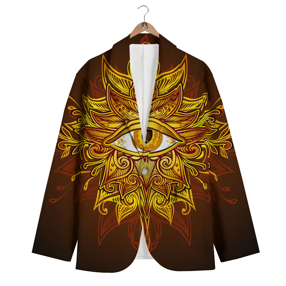 All Seeing Eye Gold Print Men's Blazer-grizzshop