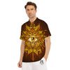 All Seeing Eye Gold Print Men's Golf Shirts-grizzshop