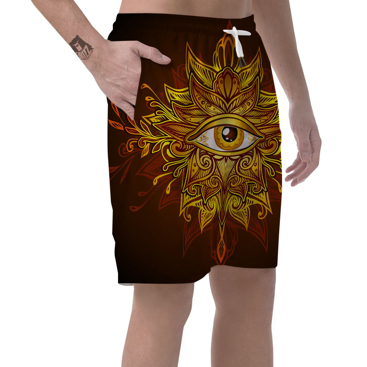 All Seeing Eye Gold Print Men's Shorts-grizzshop