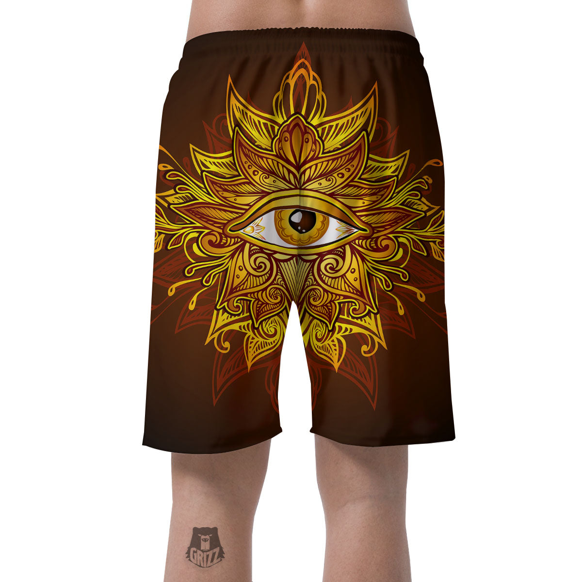All Seeing Eye Gold Print Men's Shorts-grizzshop