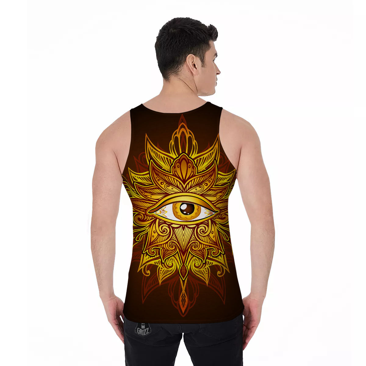 All Seeing Eye Gold Print Men's Tank Top-grizzshop