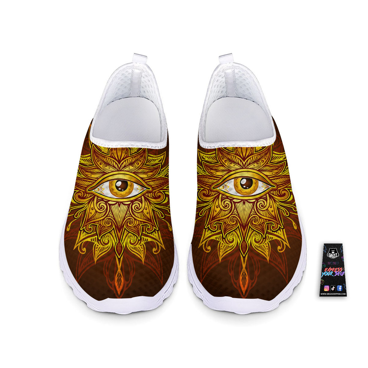 All Seeing Eye Gold Print Nurse Shoes-grizzshop