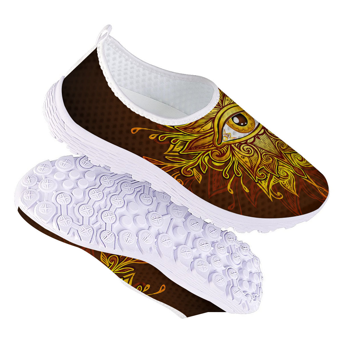 All Seeing Eye Gold Print Nurse Shoes-grizzshop
