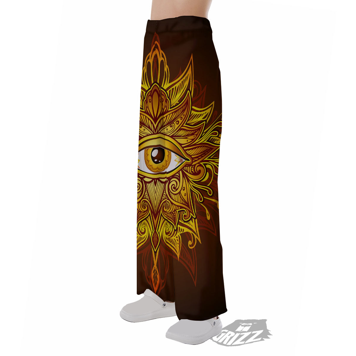 All Seeing Eye Gold Print Pajama Pants-grizzshop