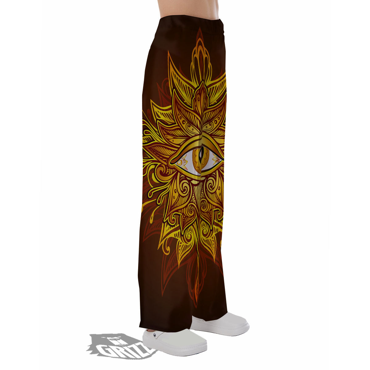 All Seeing Eye Gold Print Pajama Pants-grizzshop