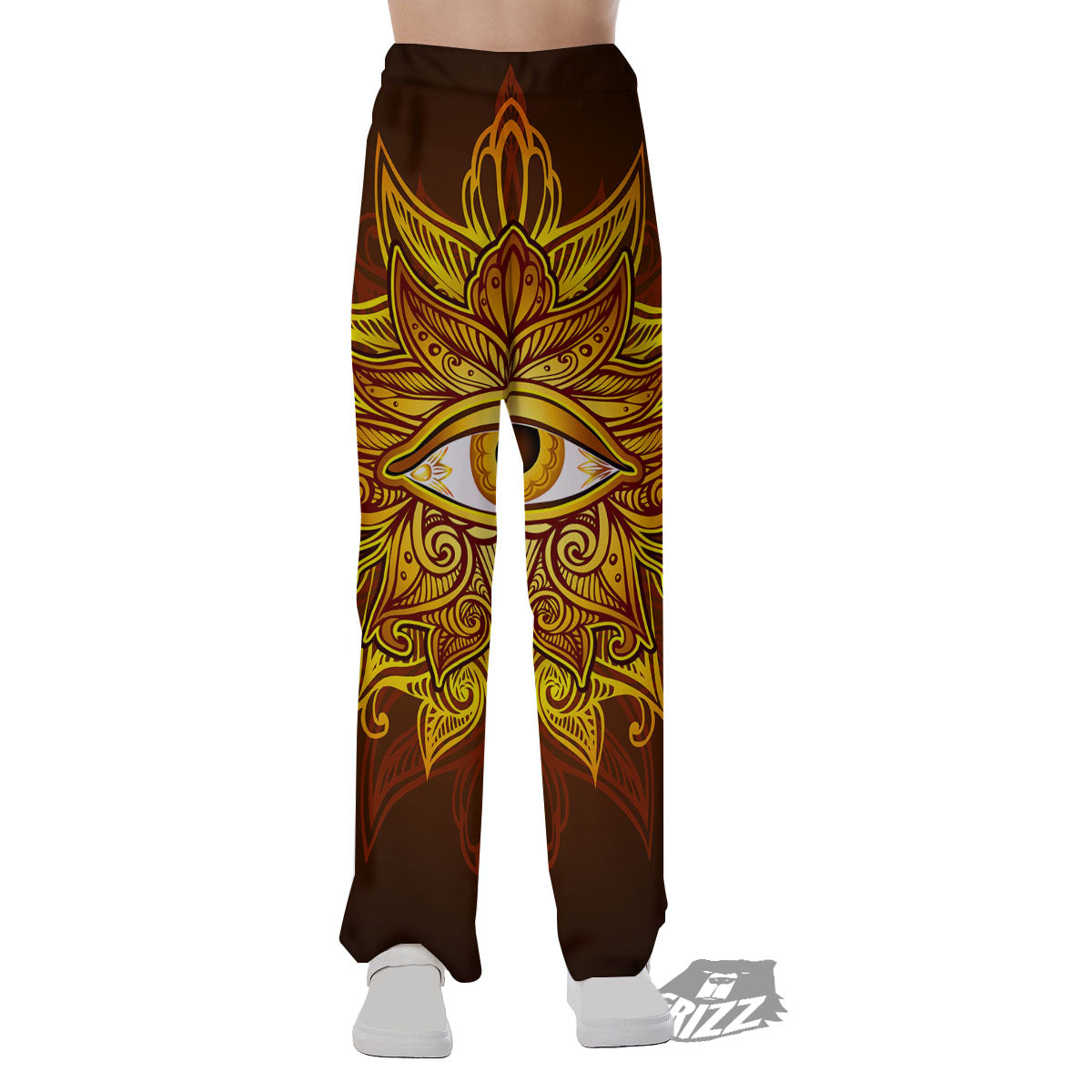 All Seeing Eye Gold Print Pajama Pants-grizzshop