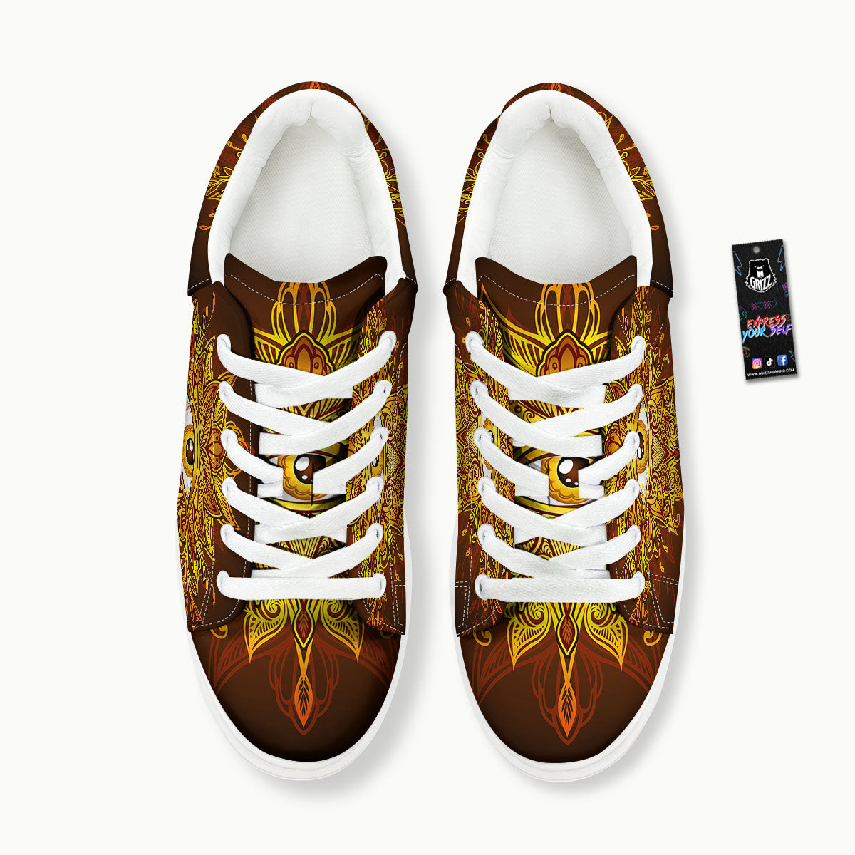 All Seeing Eye Gold Print Platform Shoes-grizzshop