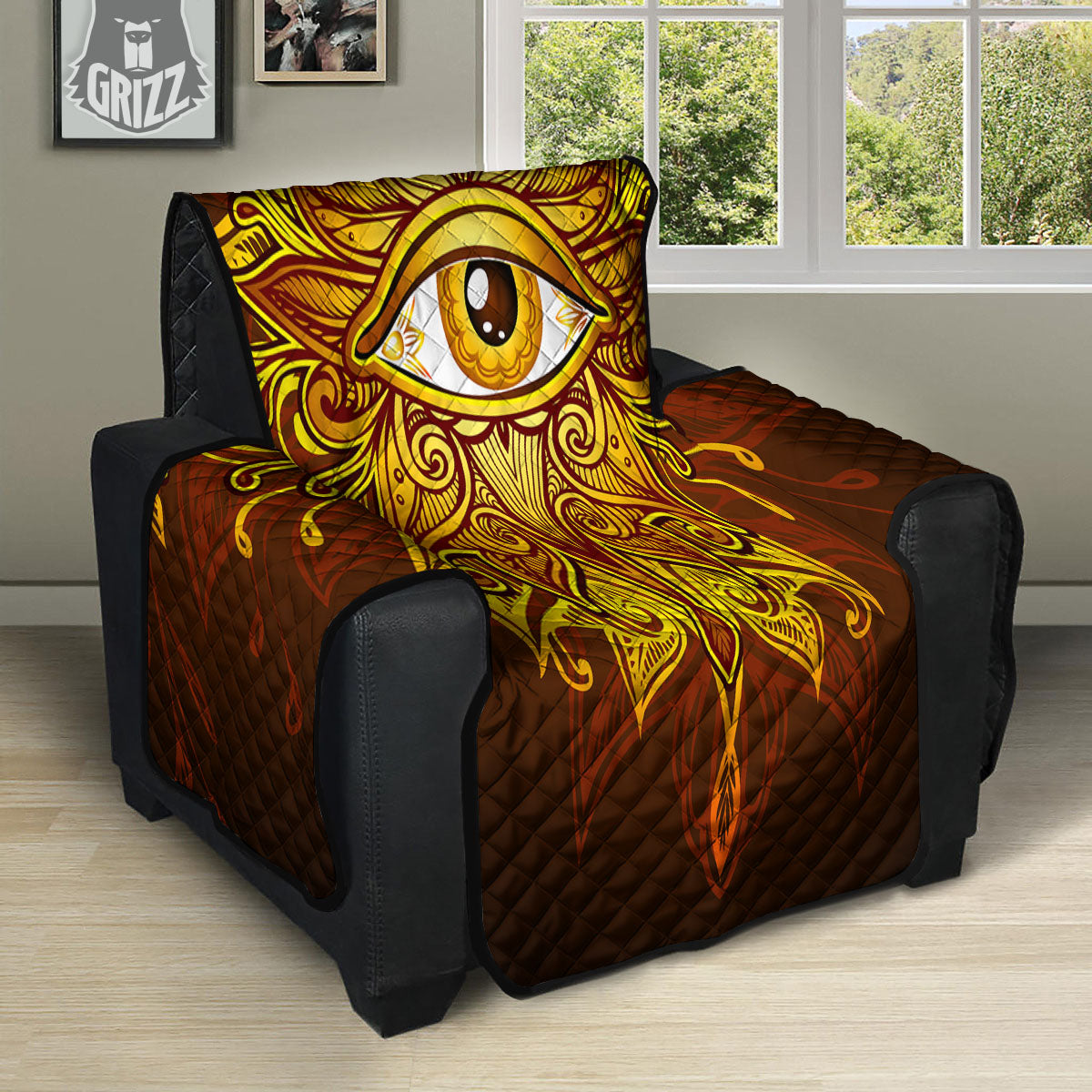 All Seeing Eye Gold Print Recliner Protector-grizzshop