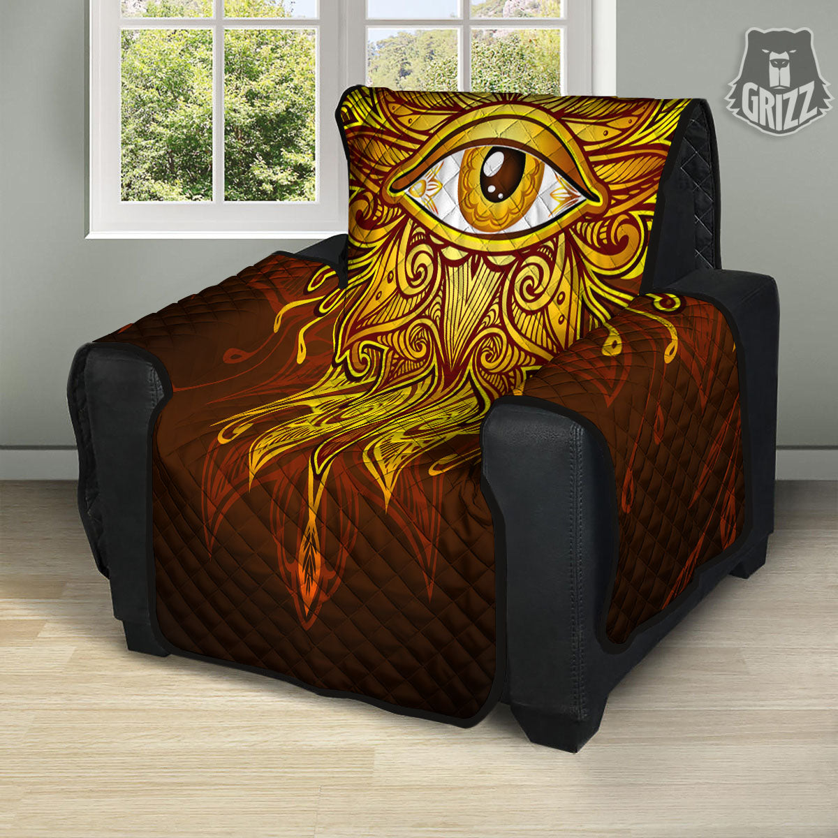 All Seeing Eye Gold Print Recliner Protector-grizzshop