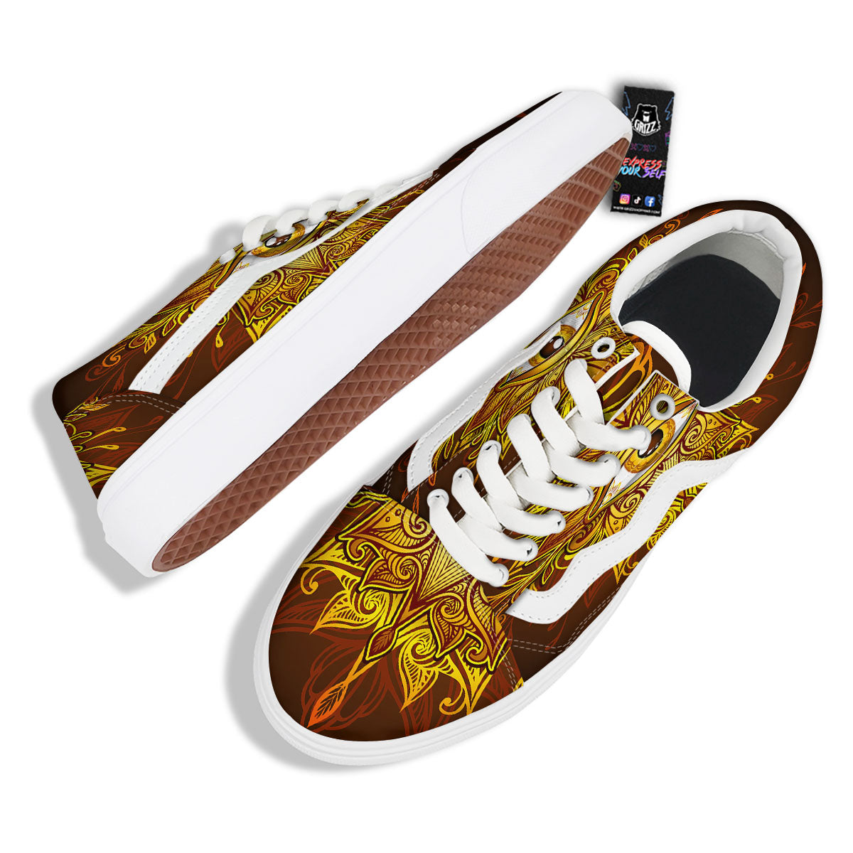 All Seeing Eye Gold Print Skate Shoes-grizzshop