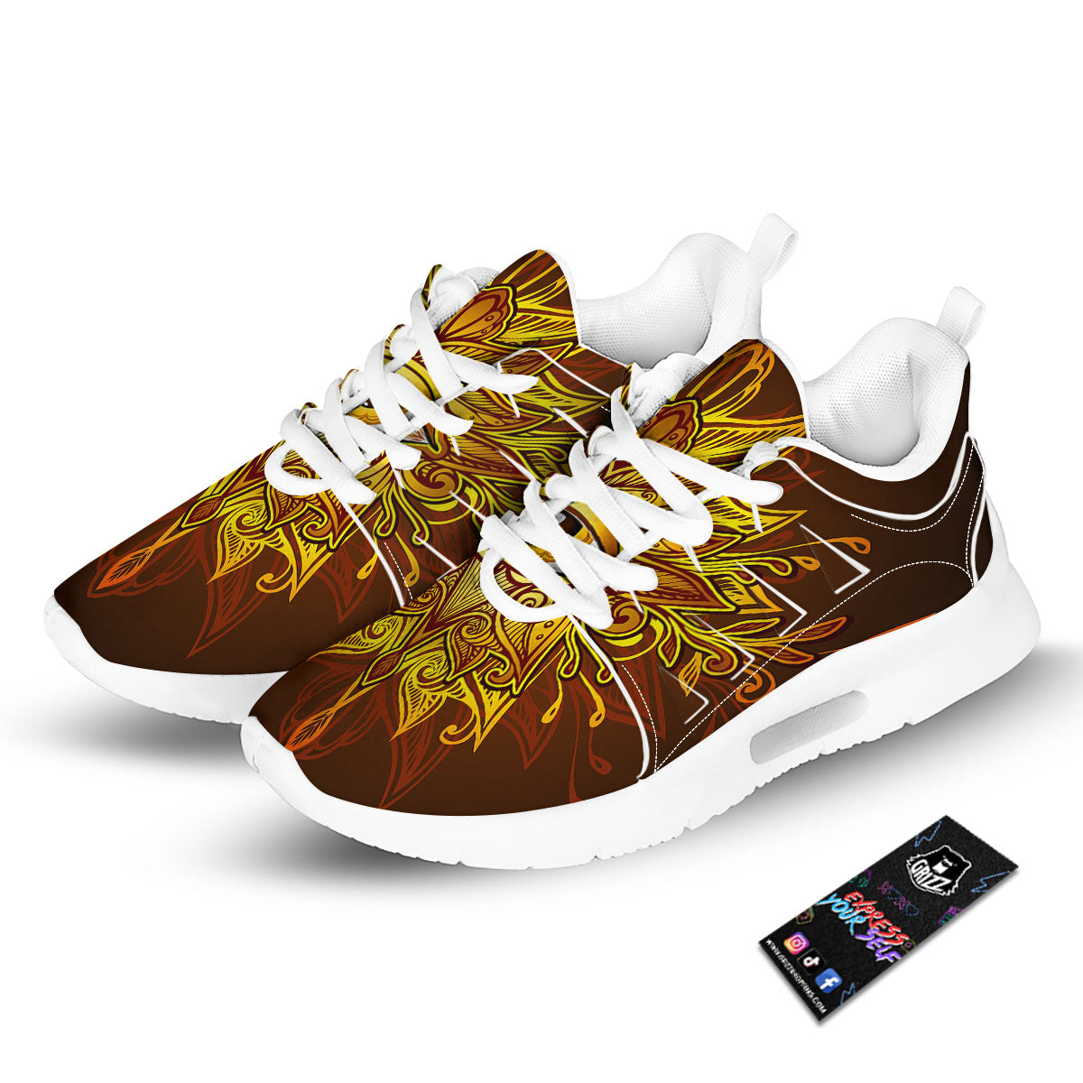 All Seeing Eye Gold Print Tennis Shoes-grizzshop