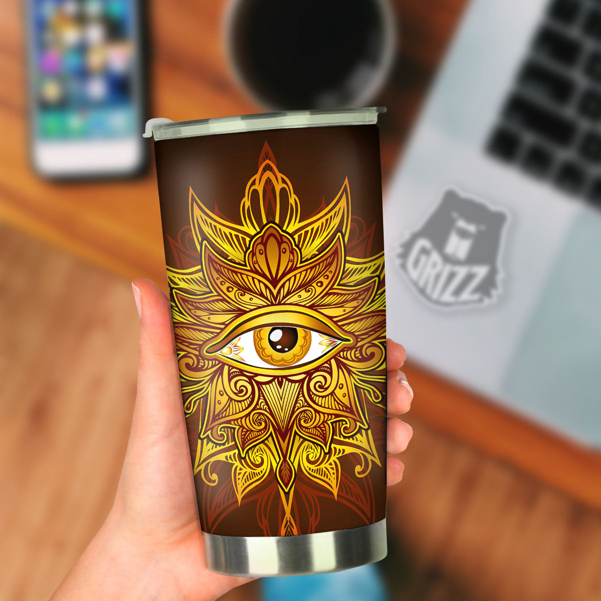 All Seeing Eye Gold Print Tumbler-grizzshop