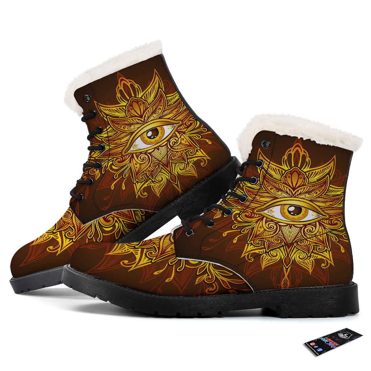 All Seeing Eye Gold Print Winter Boots-grizzshop