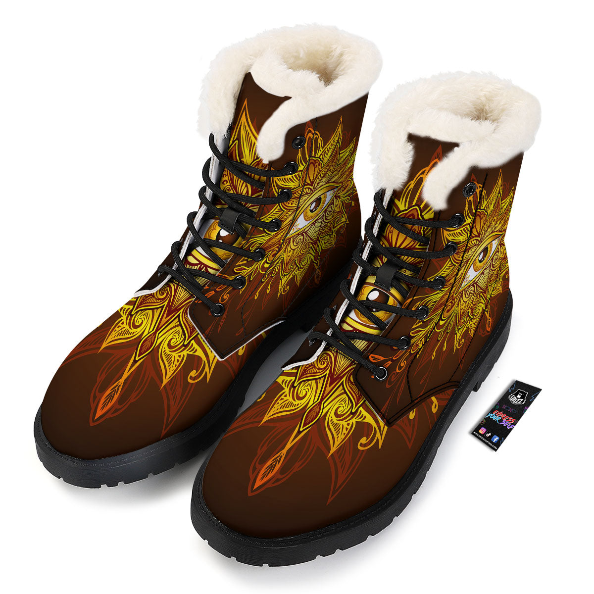 All Seeing Eye Gold Print Winter Boots-grizzshop